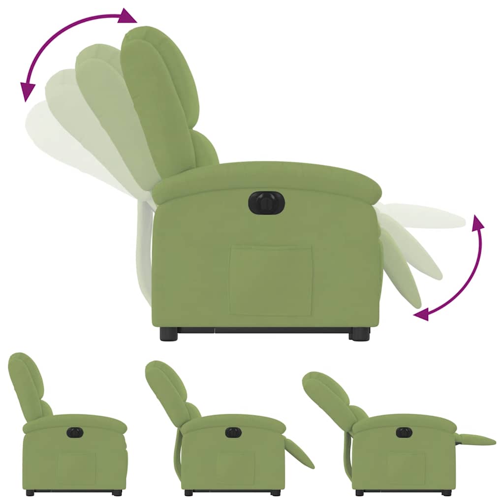 Fauteuil inclinable électrique vert clair velours - XIOS
