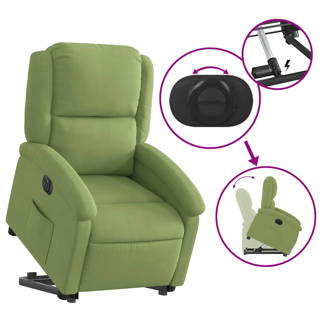 Fauteuil inclinable électrique vert clair velours - XIOS