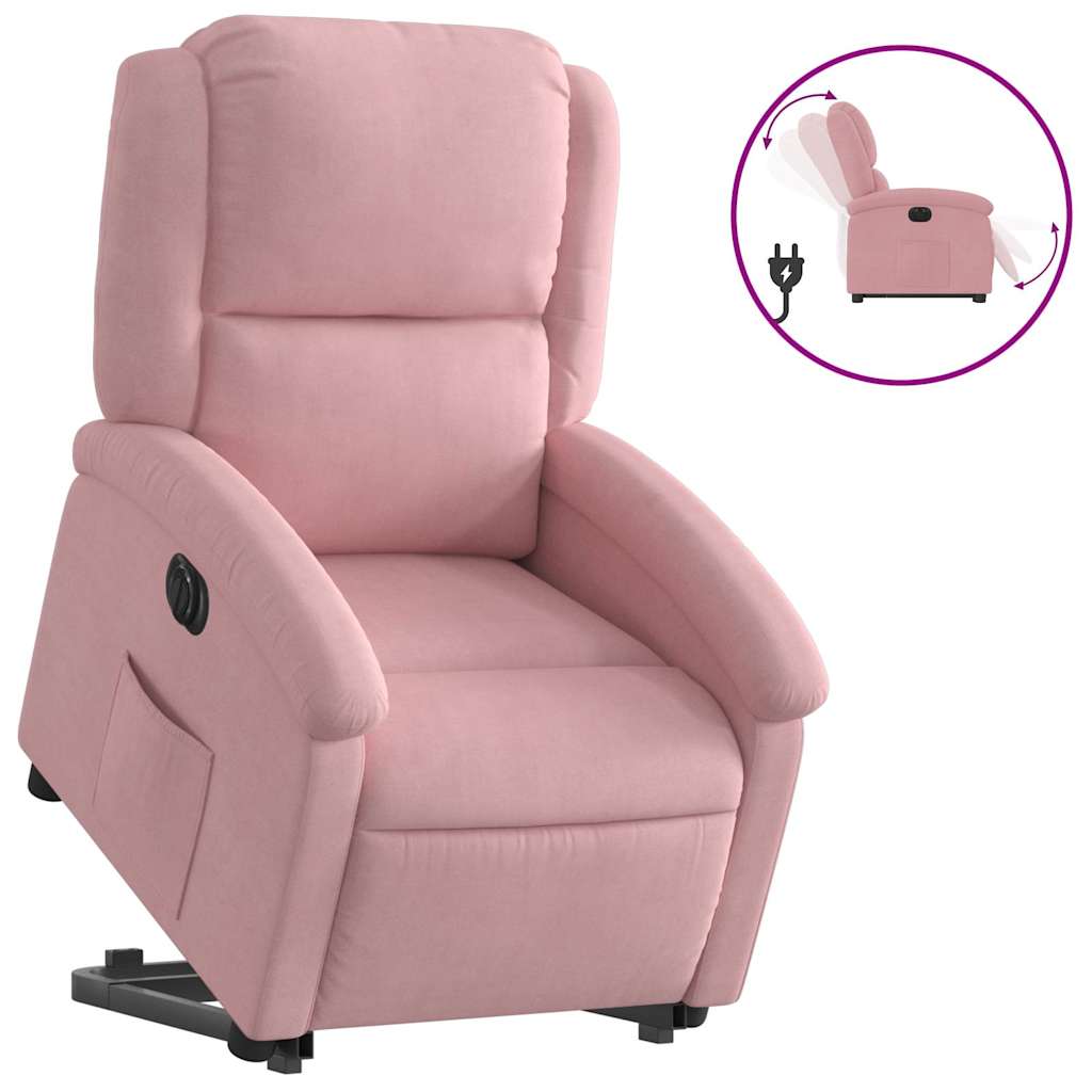 Fauteuil inclinable électrique rose velours