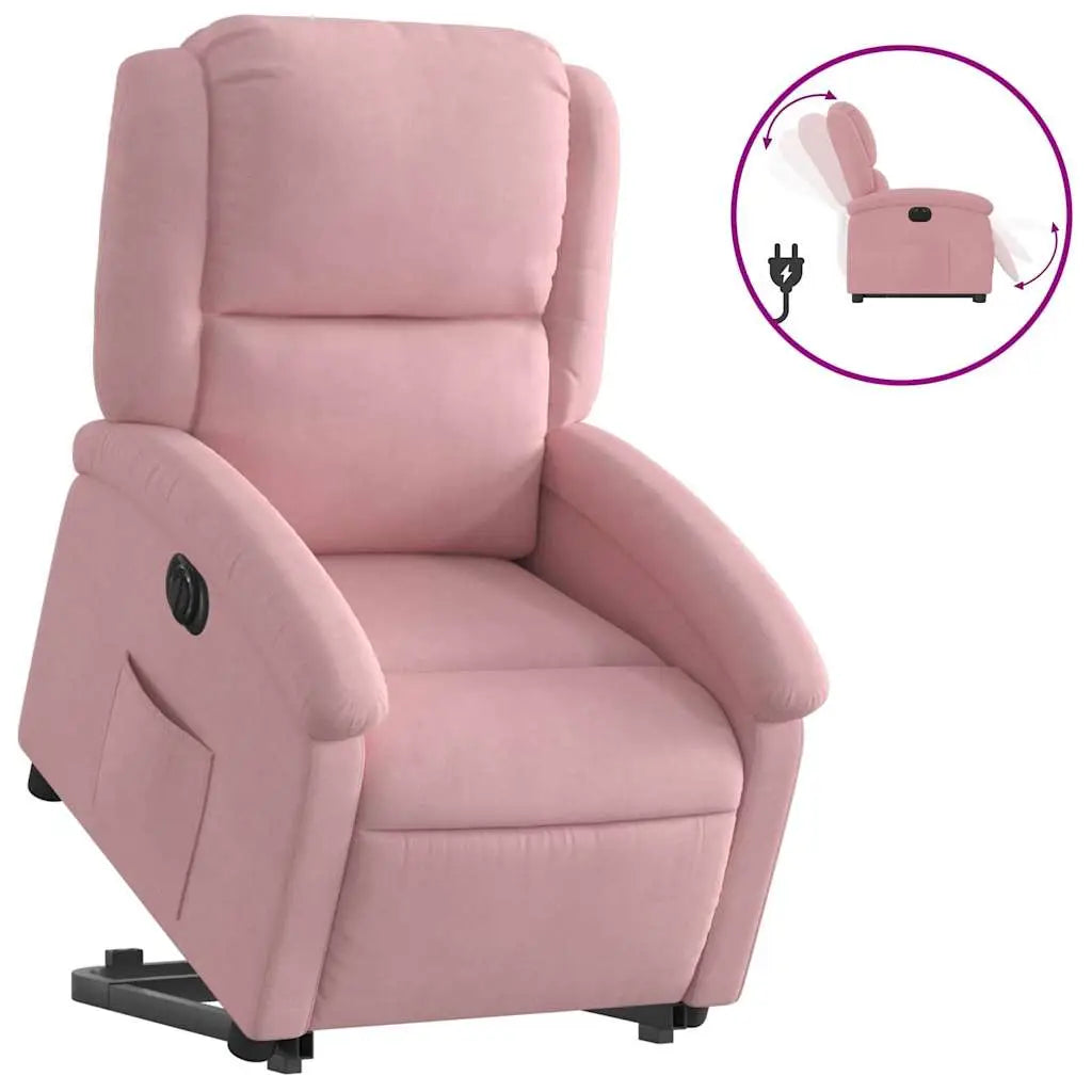 Fauteuil inclinable électrique rose velours - XIOS