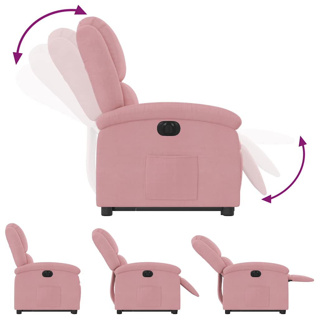 Fauteuil inclinable électrique rose velours