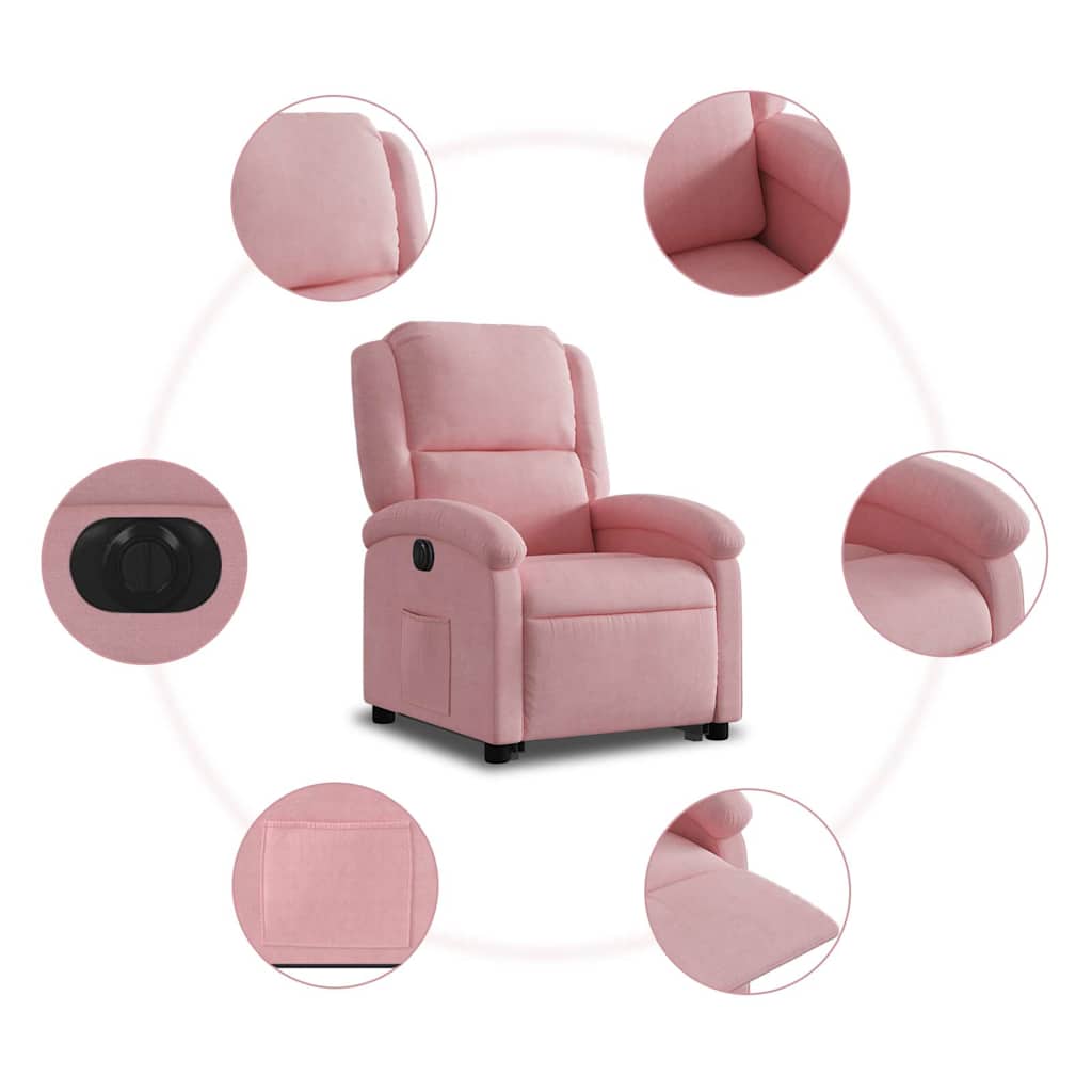 Fauteuil inclinable électrique rose velours - XIOS