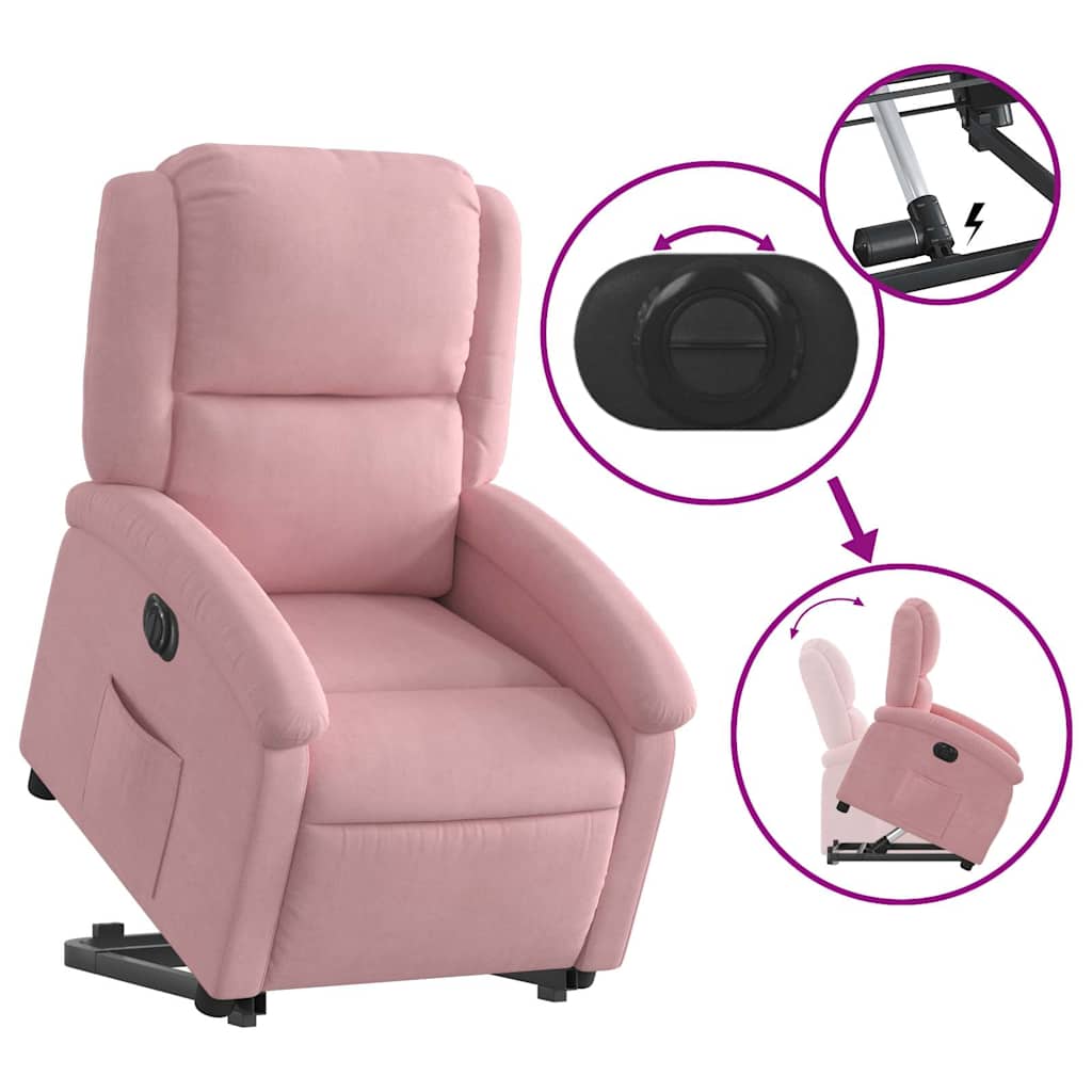 Fauteuil inclinable électrique rose velours - XIOS
