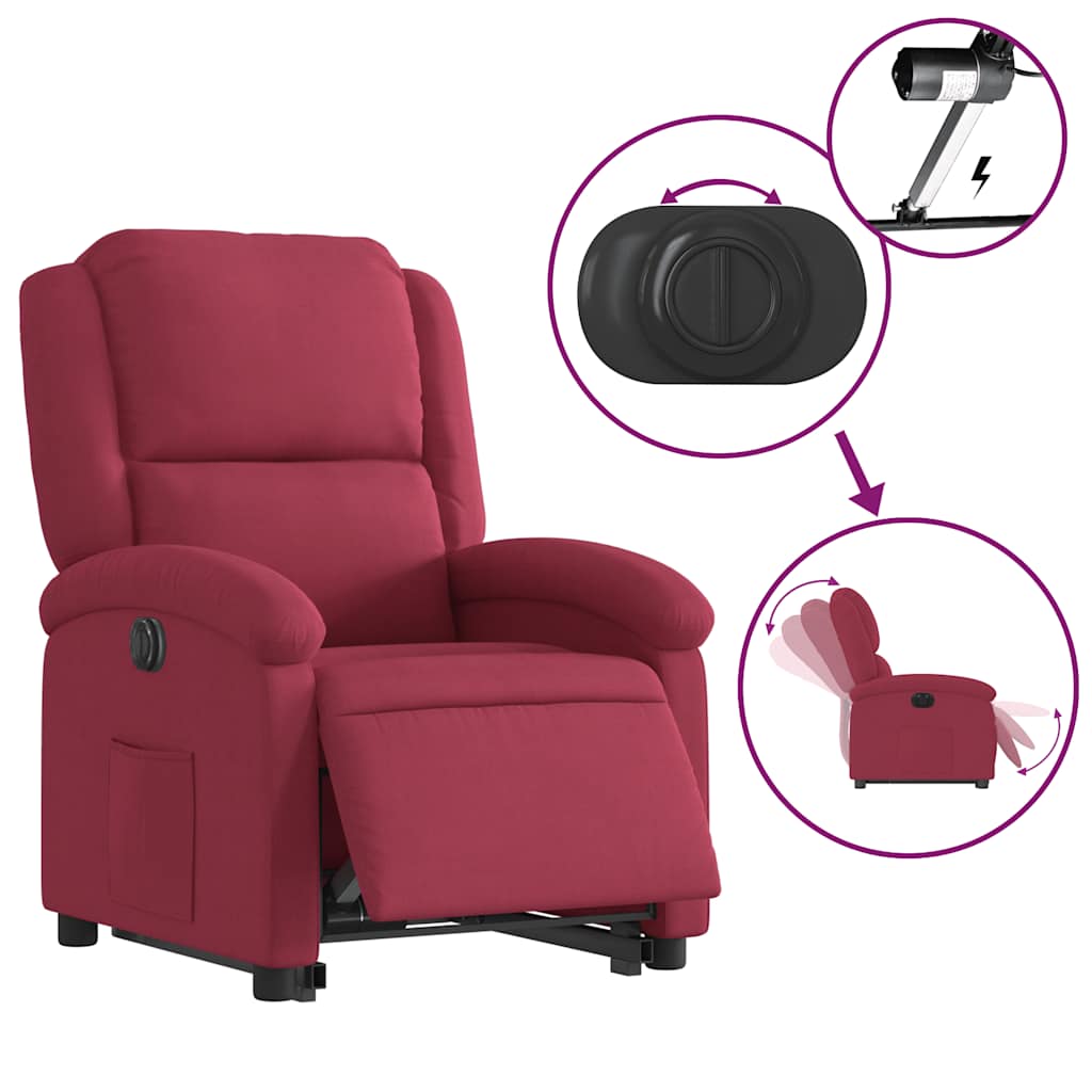 Fauteuil inclinable électrique rouge bordeaux velours - XIOS