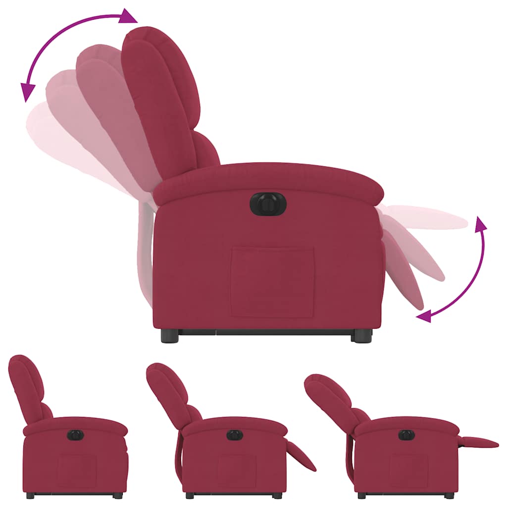 Fauteuil inclinable électrique rouge bordeaux velours - XIOS