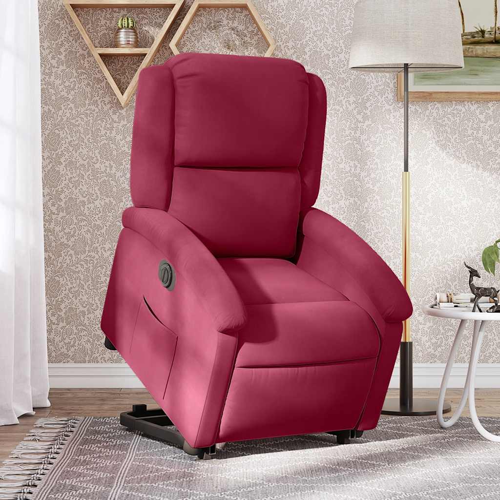 Fauteuil inclinable électrique rouge bordeaux velours