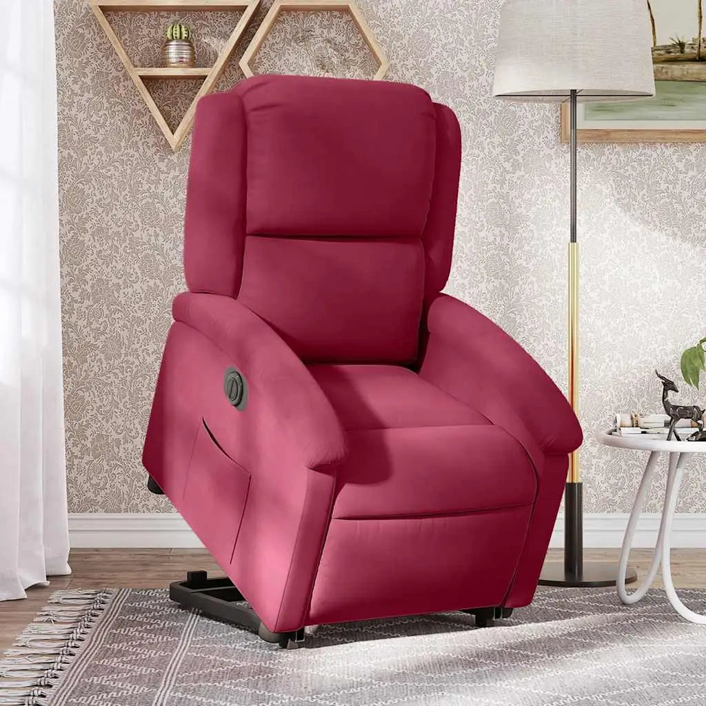 Fauteuil inclinable électrique rouge bordeaux velours - XIOS