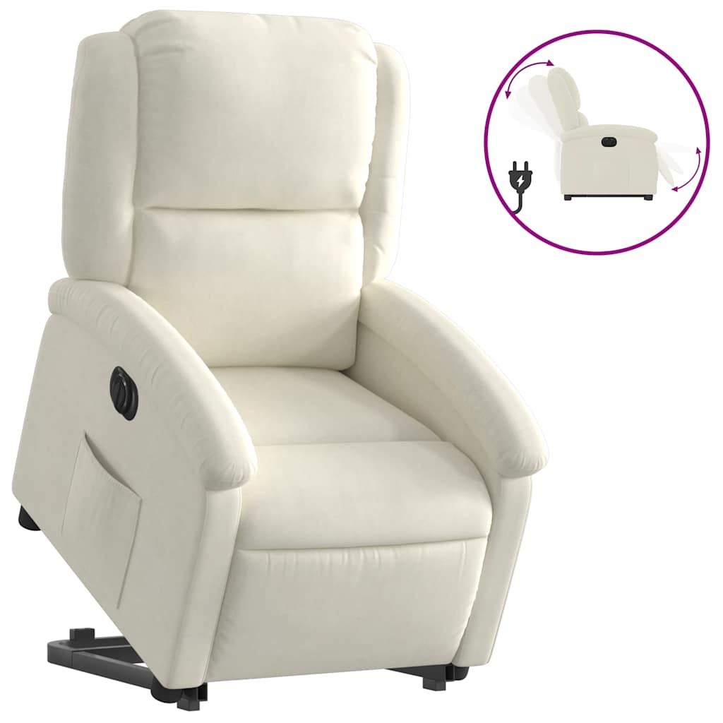 Fauteuil inclinable électrique crème velours - XIOS