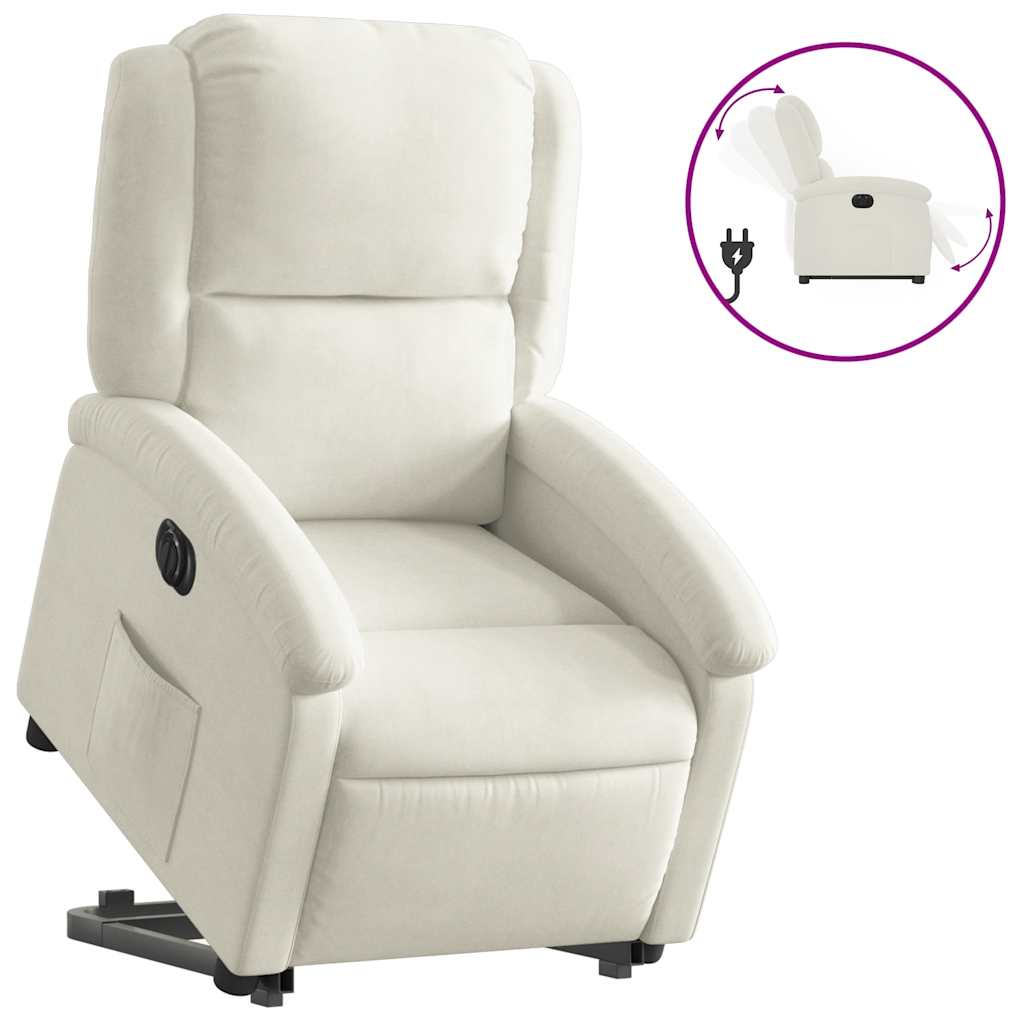 Fauteuil inclinable électrique crème velours - XIOS