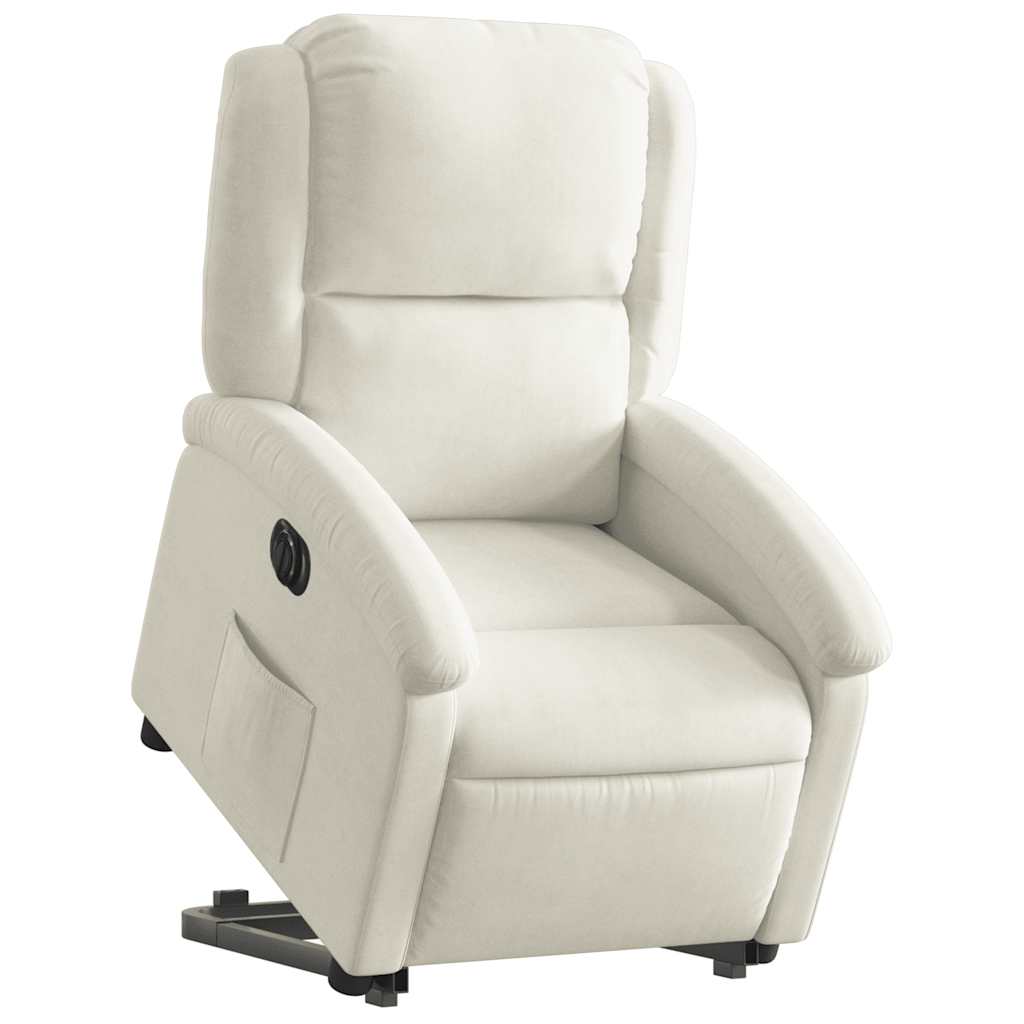 Fauteuil inclinable électrique crème velours - XIOS