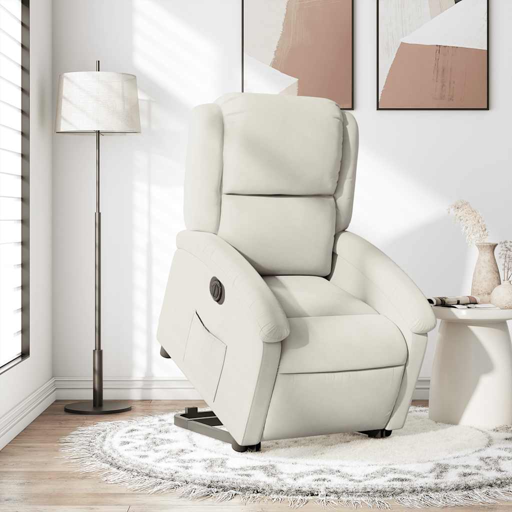 Fauteuil inclinable électrique crème velours