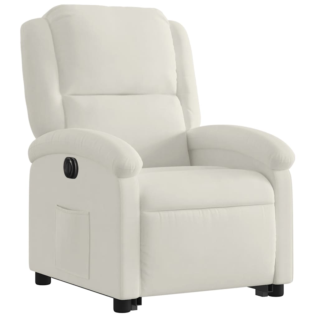 Fauteuil inclinable électrique crème velours - XIOS