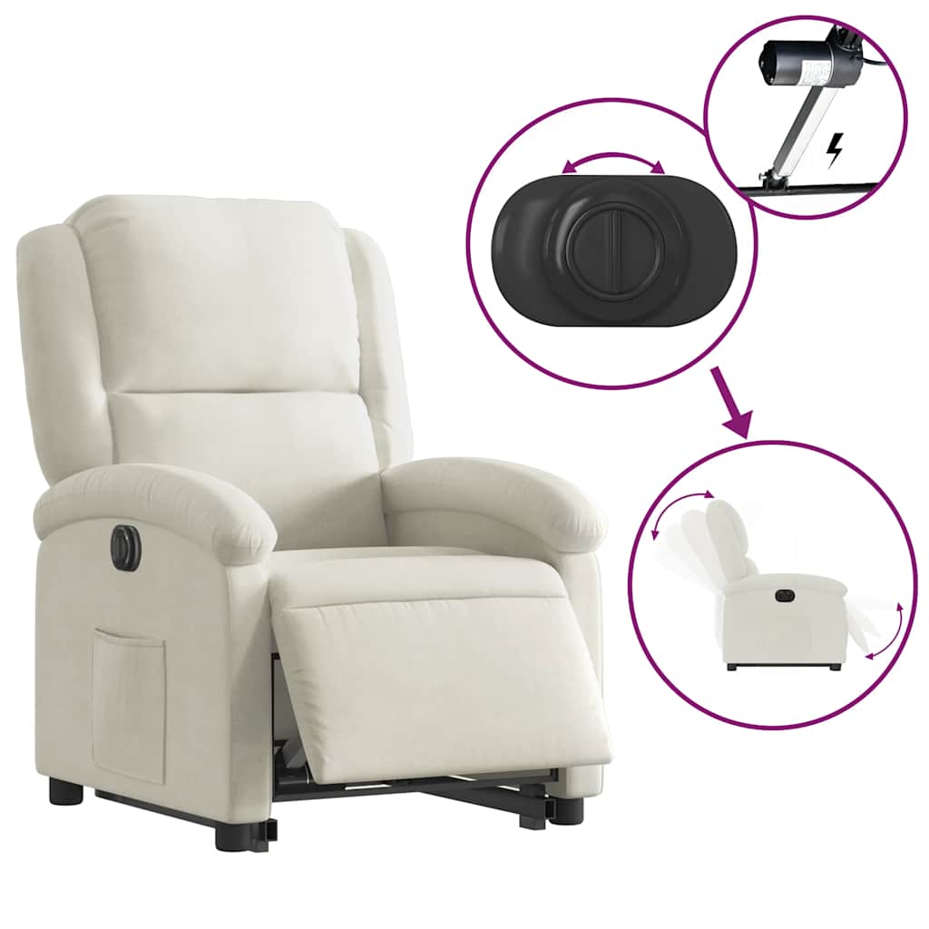 Fauteuil inclinable électrique crème velours - XIOS