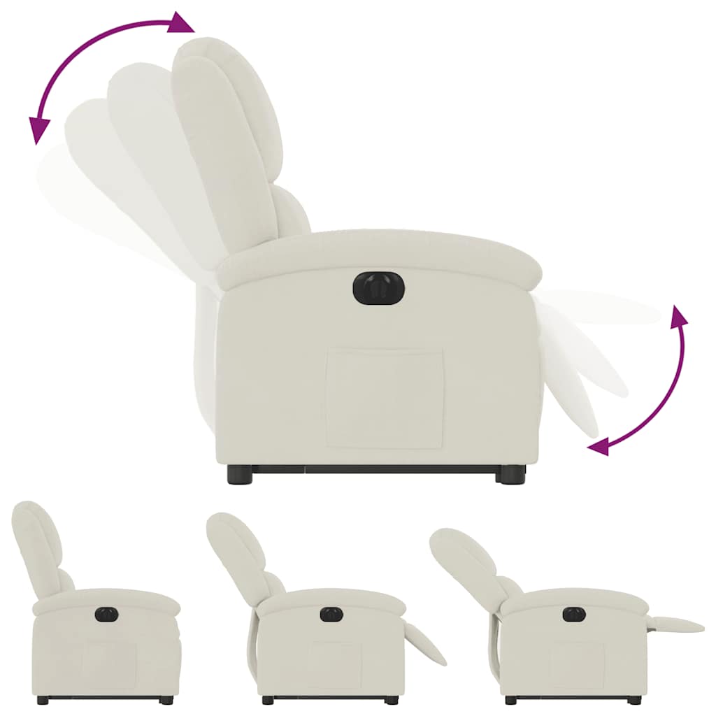 Fauteuil inclinable électrique crème velours - XIOS