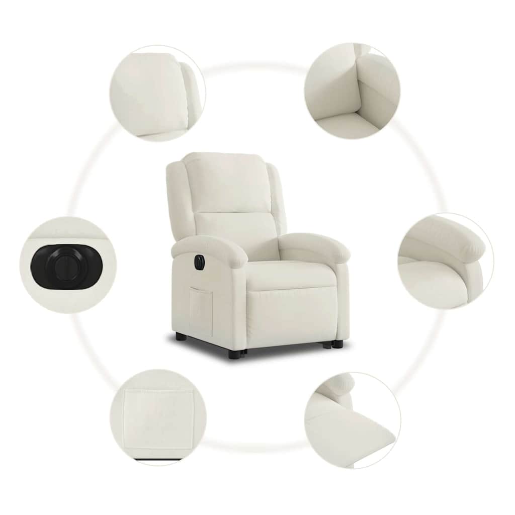Fauteuil inclinable électrique crème velours - XIOS