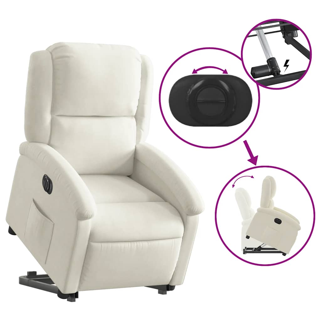 Fauteuil inclinable électrique crème velours - XIOS