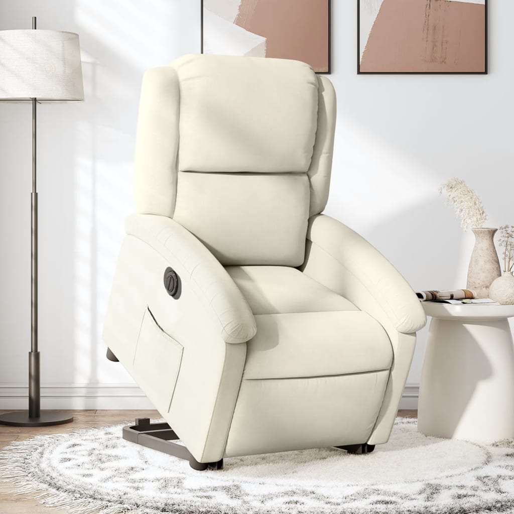 Fauteuil inclinable électrique crème velours - XIOS