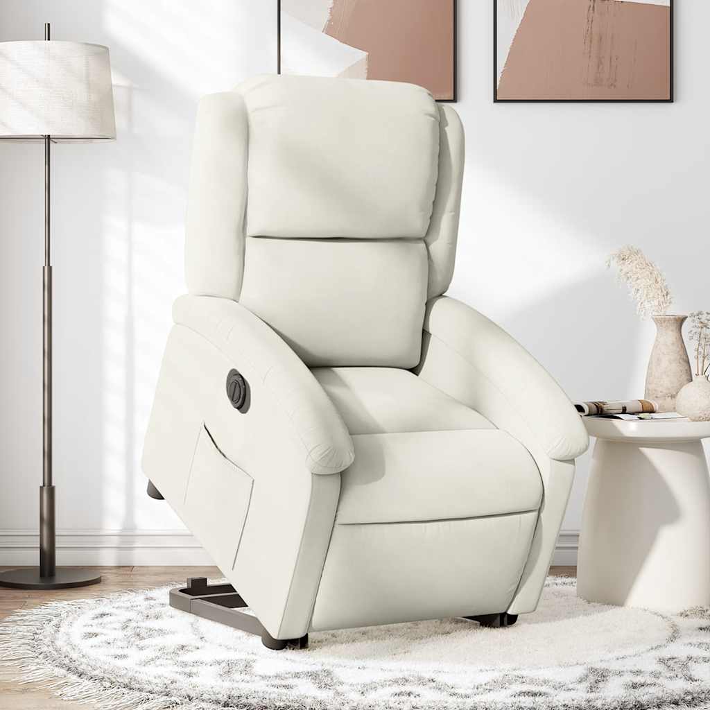 Fauteuil inclinable électrique crème velours - XIOS