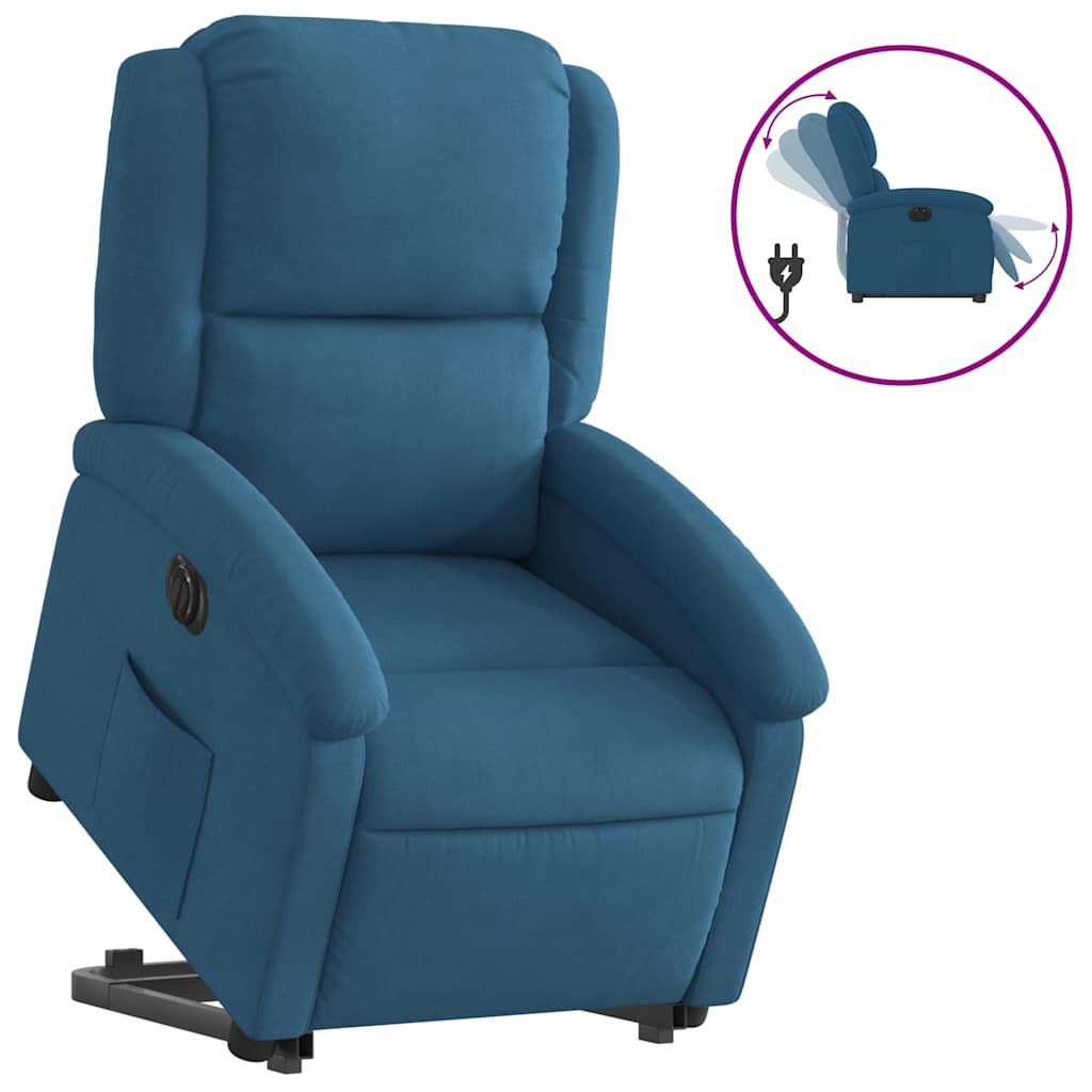 Fauteuil inclinable électrique bleu velours - XIOS