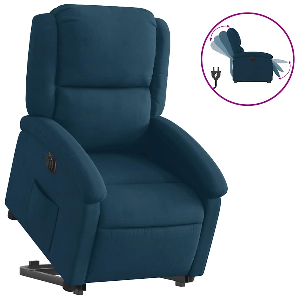 Fauteuil inclinable électrique bleu velours - XIOS