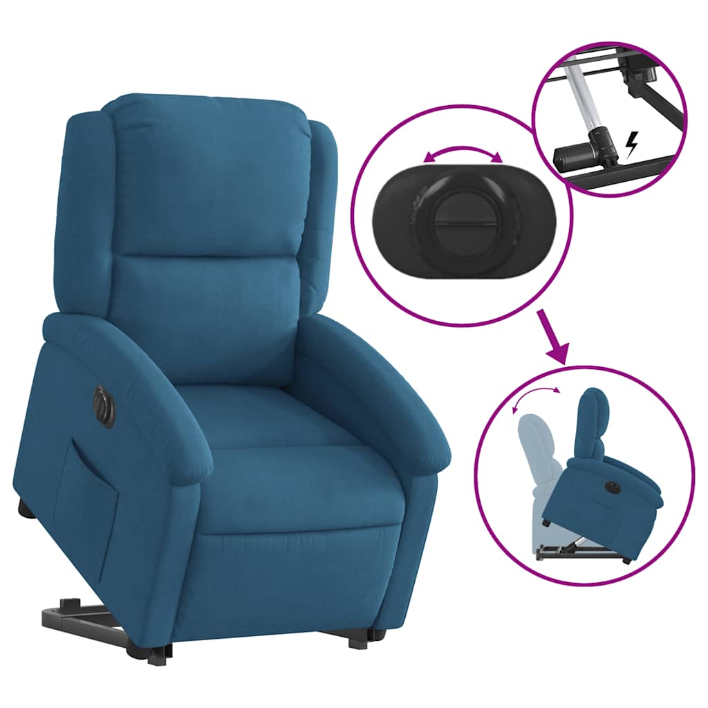 Fauteuil inclinable électrique bleu velours - XIOS