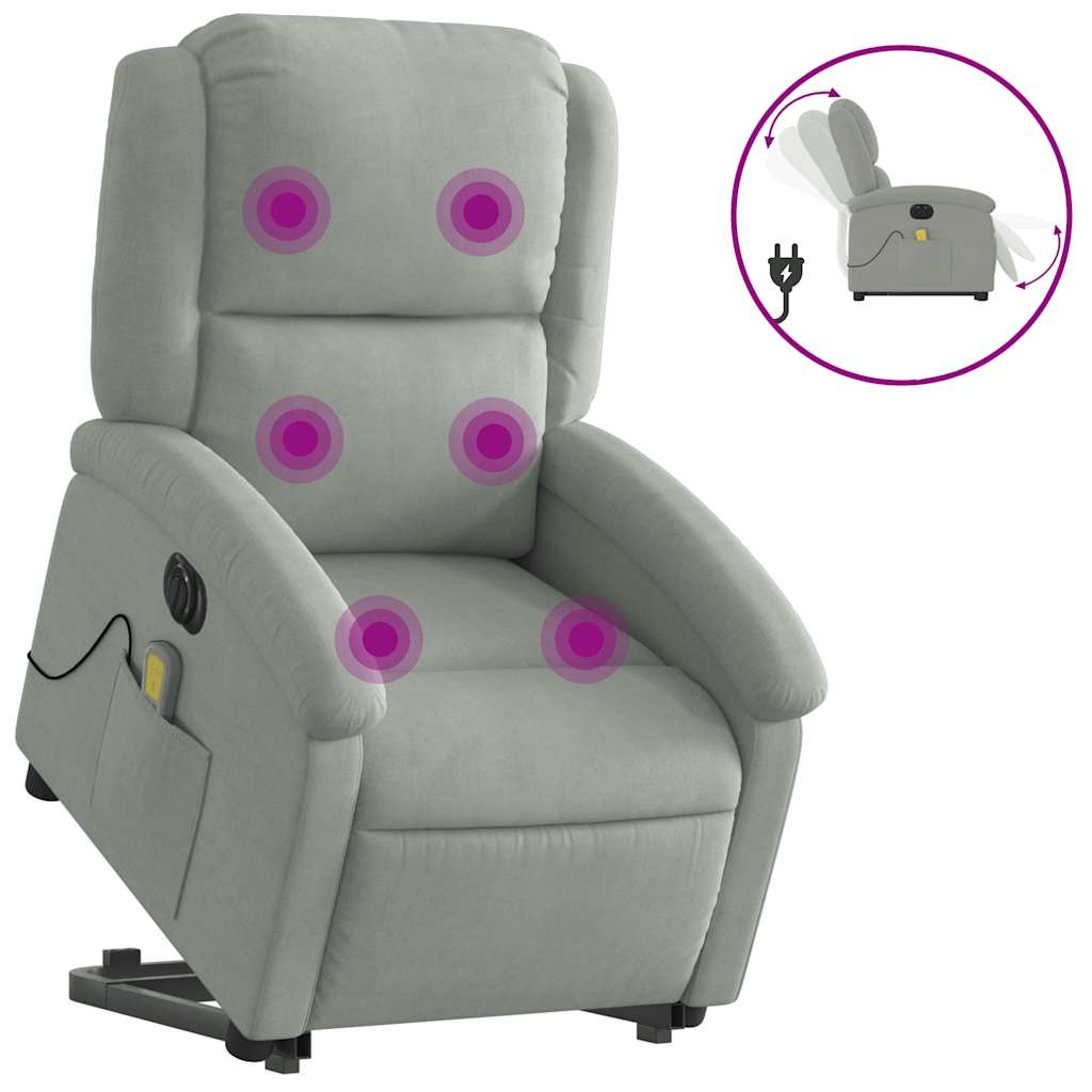 Fauteuil inclinable de massage électrique gris clair velours