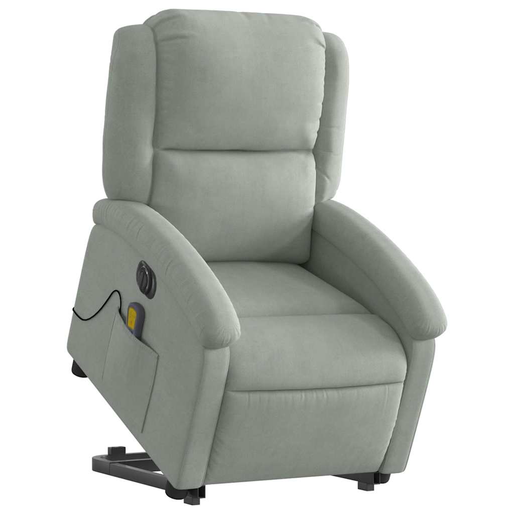 Fauteuil inclinable de massage électrique gris clair velours - XIOS