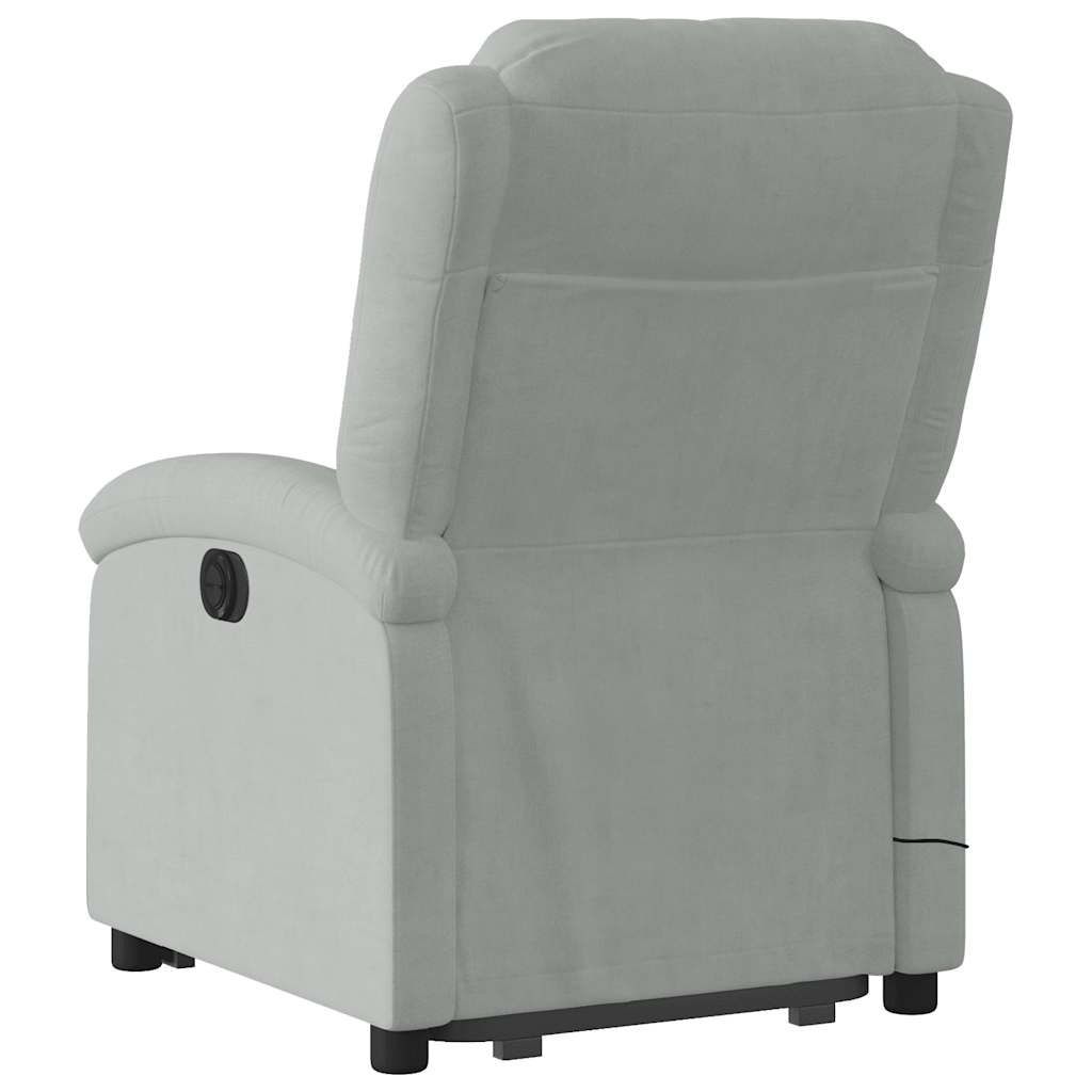 Fauteuil inclinable de massage électrique gris clair velours - XIOS