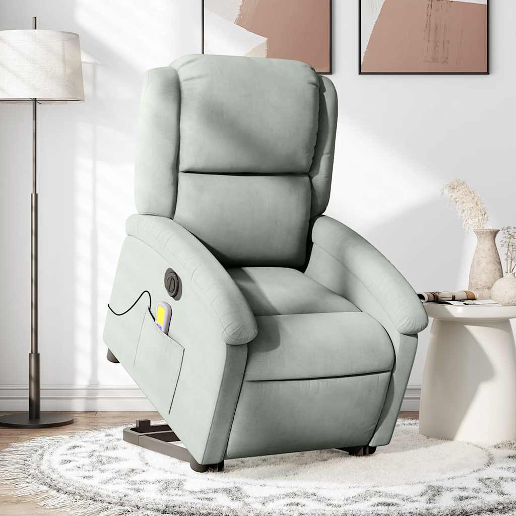 Fauteuil inclinable de massage électrique gris clair velours - XIOS
