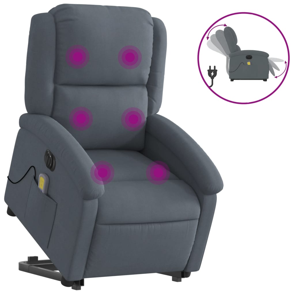 Fauteuil inclinable de massage électrique gris foncé velours - XIOS