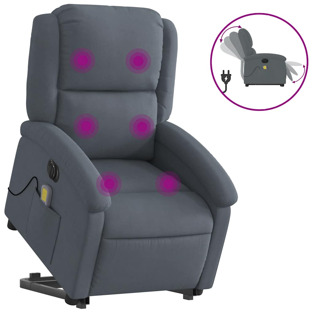 Fauteuil inclinable de massage électrique gris foncé velours - XIOS