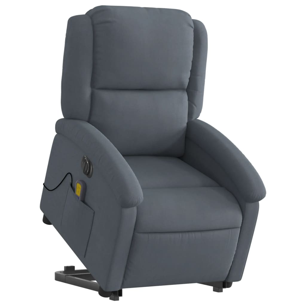 Fauteuil inclinable de massage électrique gris foncé velours - XIOS