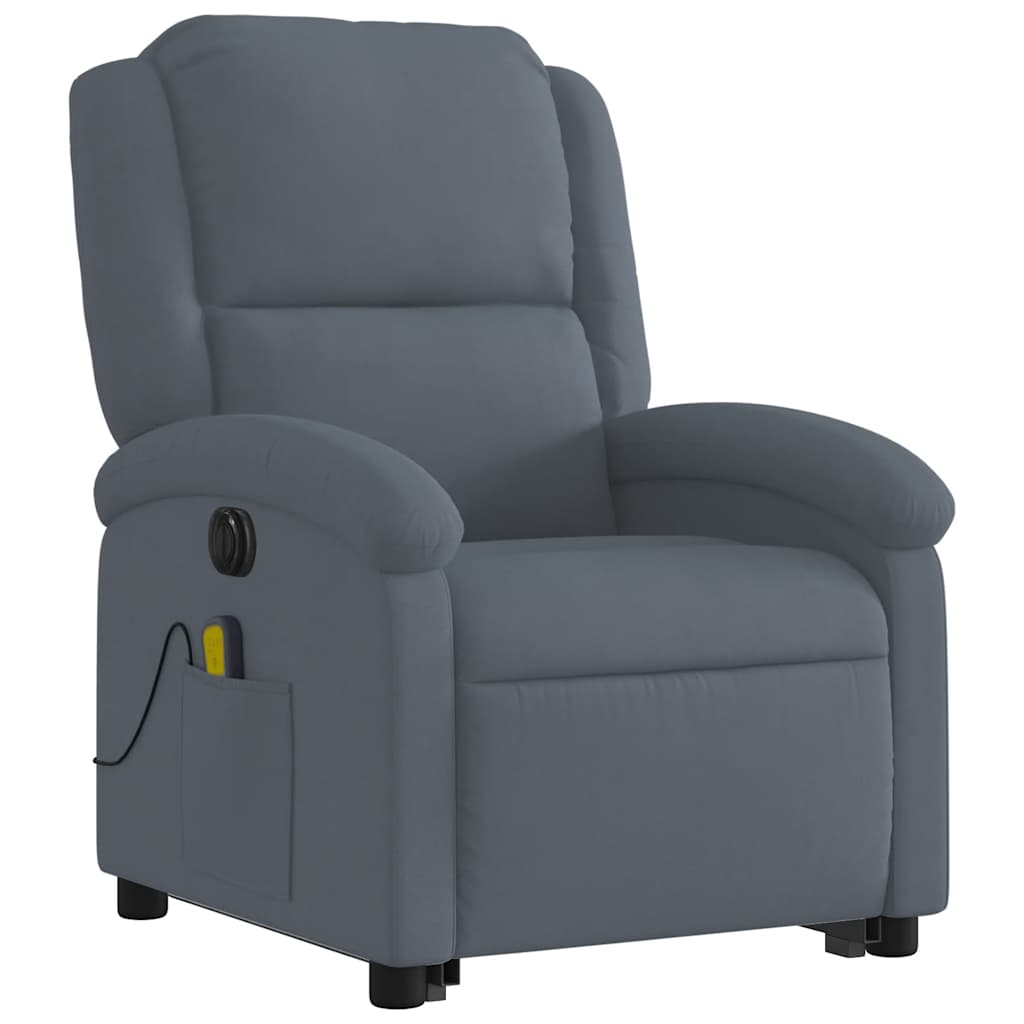 Fauteuil inclinable de massage électrique gris foncé velours - XIOS