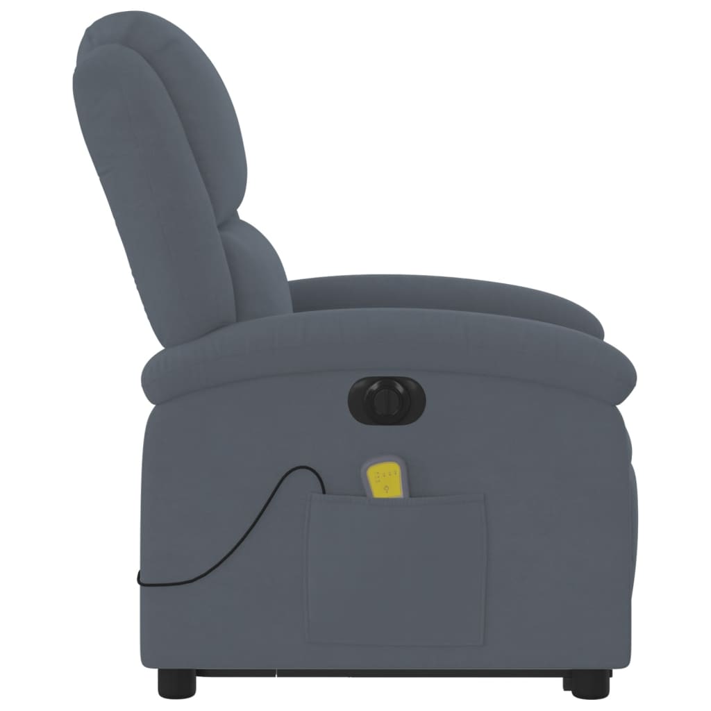 Fauteuil inclinable de massage électrique gris foncé velours - XIOS