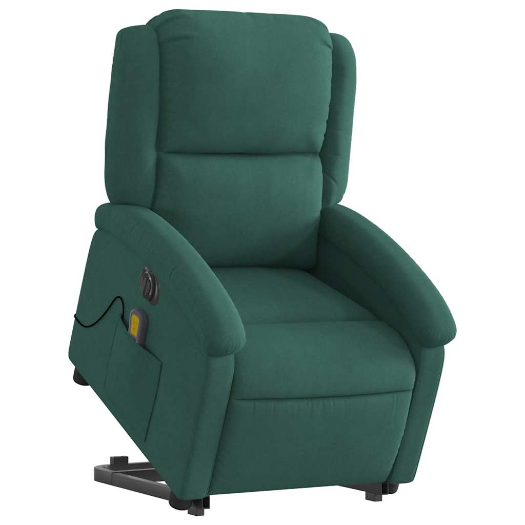 Fauteuil inclinable de massage électrique vert foncé velours - XIOS