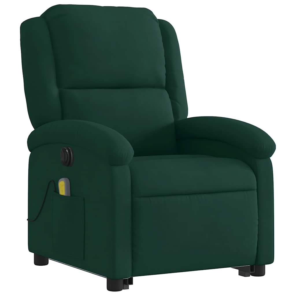 Fauteuil inclinable de massage électrique vert foncé velours - XIOS