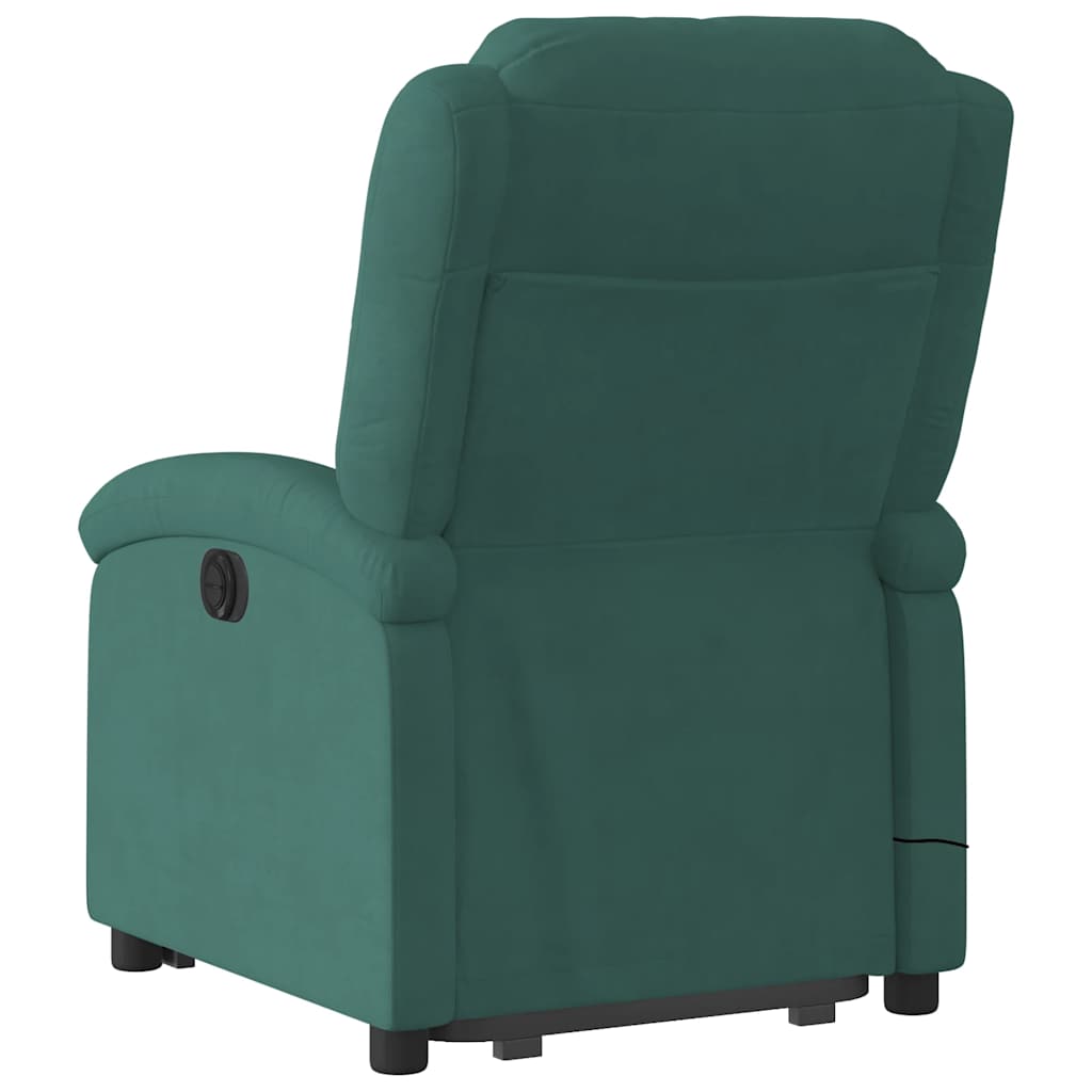 Fauteuil inclinable de massage électrique vert foncé velours - XIOS