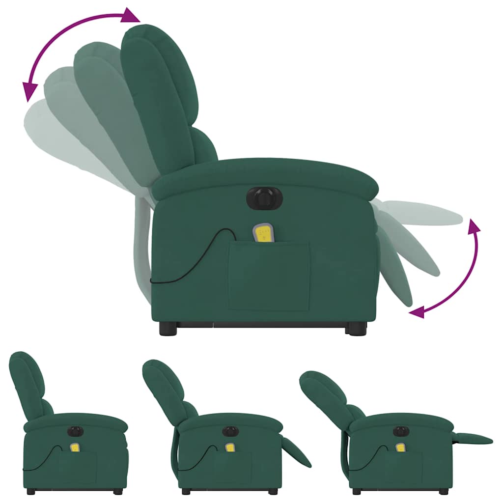 Fauteuil inclinable de massage électrique vert foncé velours - XIOS