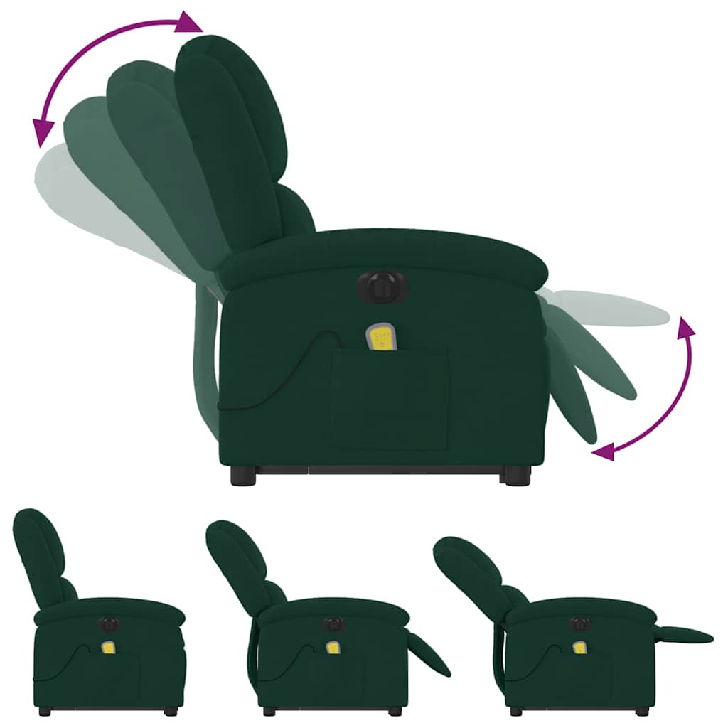 Fauteuil inclinable de massage électrique vert foncé velours