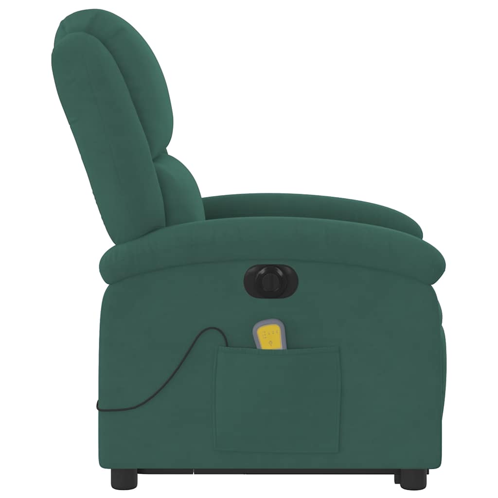 Fauteuil inclinable de massage électrique vert foncé velours - XIOS