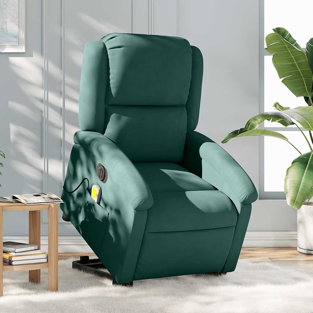 Fauteuil inclinable de massage électrique vert foncé velours - XIOS