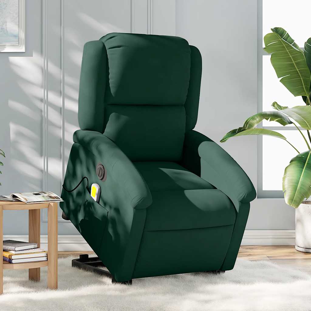 Fauteuil inclinable de massage électrique vert foncé velours - XIOS