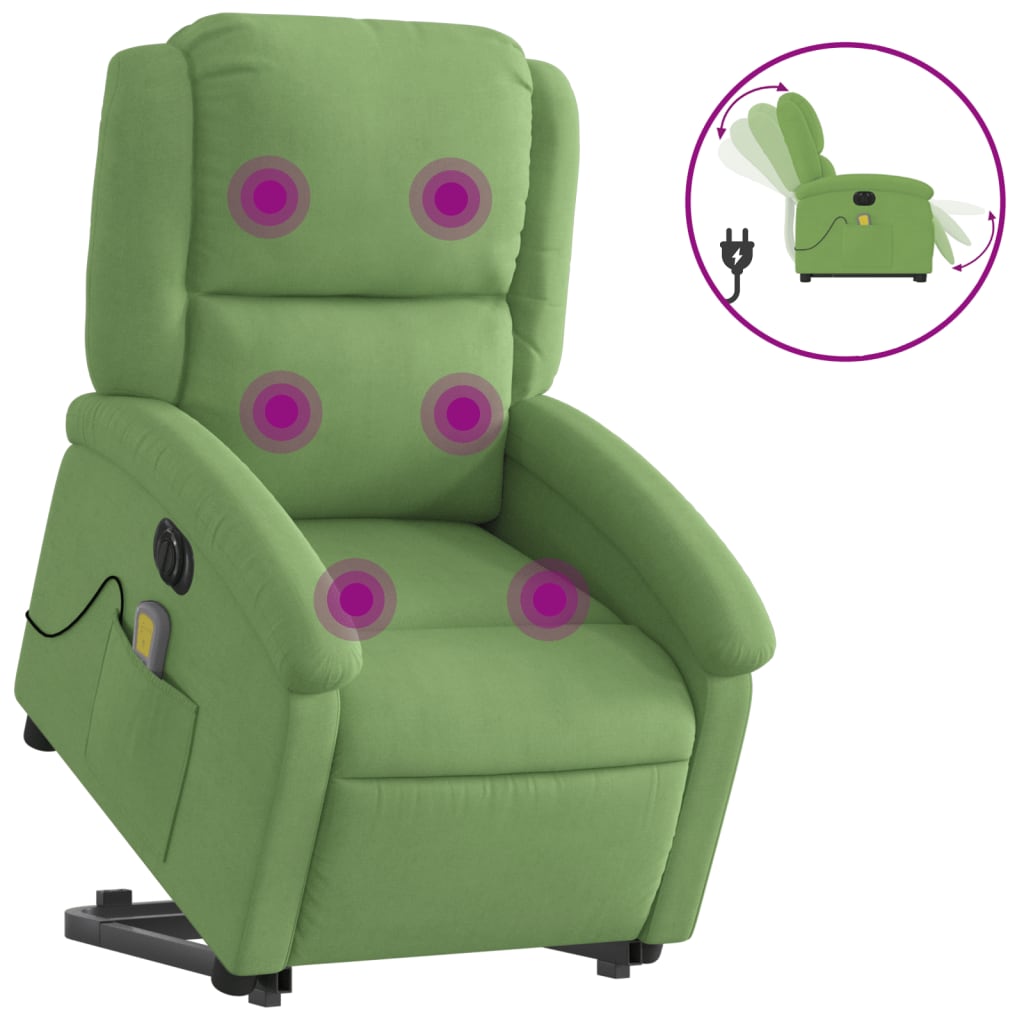 Fauteuil inclinable de massage électrique vert clair velours - XIOS