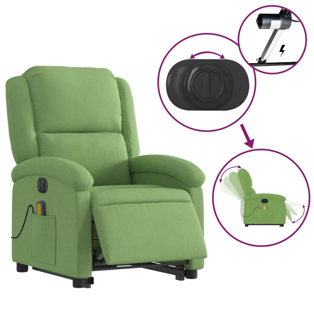 Fauteuil inclinable de massage électrique vert clair velours - XIOS