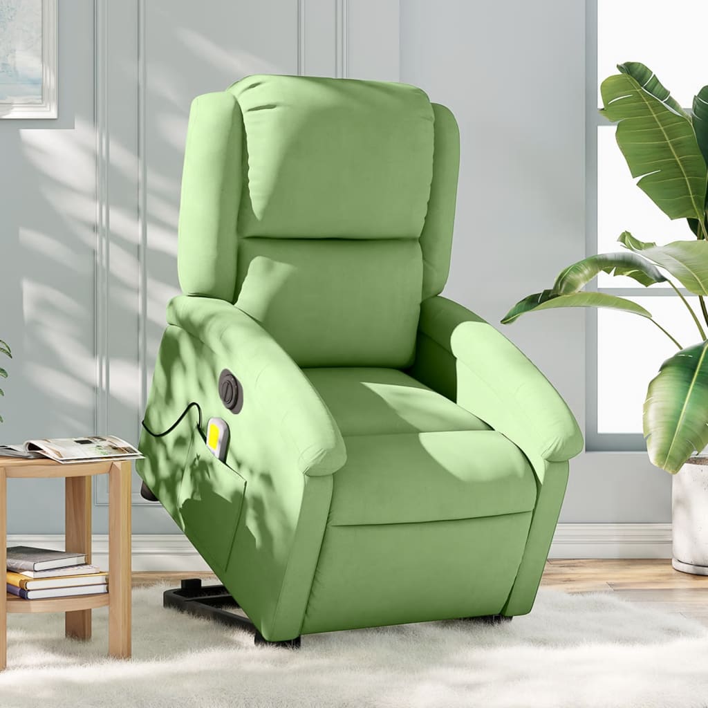 Fauteuil inclinable de massage électrique vert clair velours - XIOS