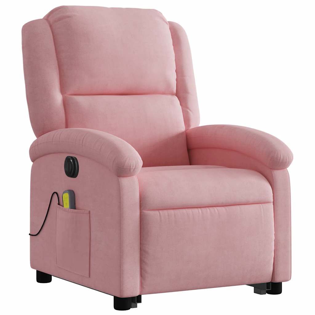Fauteuil inclinable de massage électrique rose velours - XIOS