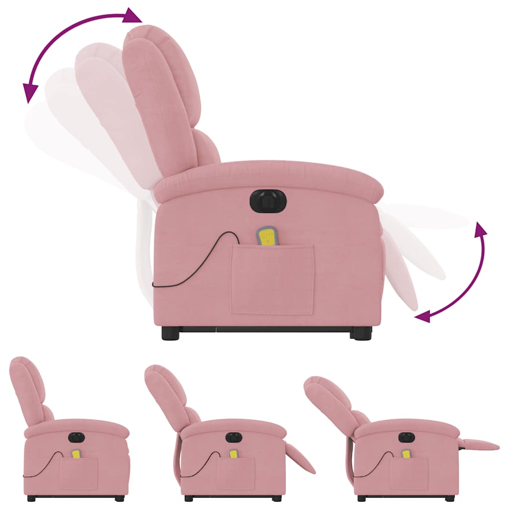 Fauteuil inclinable de massage électrique rose velours - XIOS
