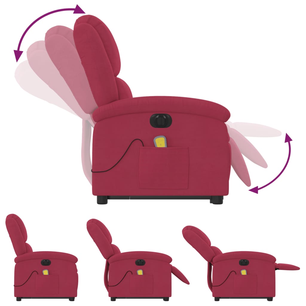 Fauteuil inclinable de massage électrique rouge bordeaux - XIOS