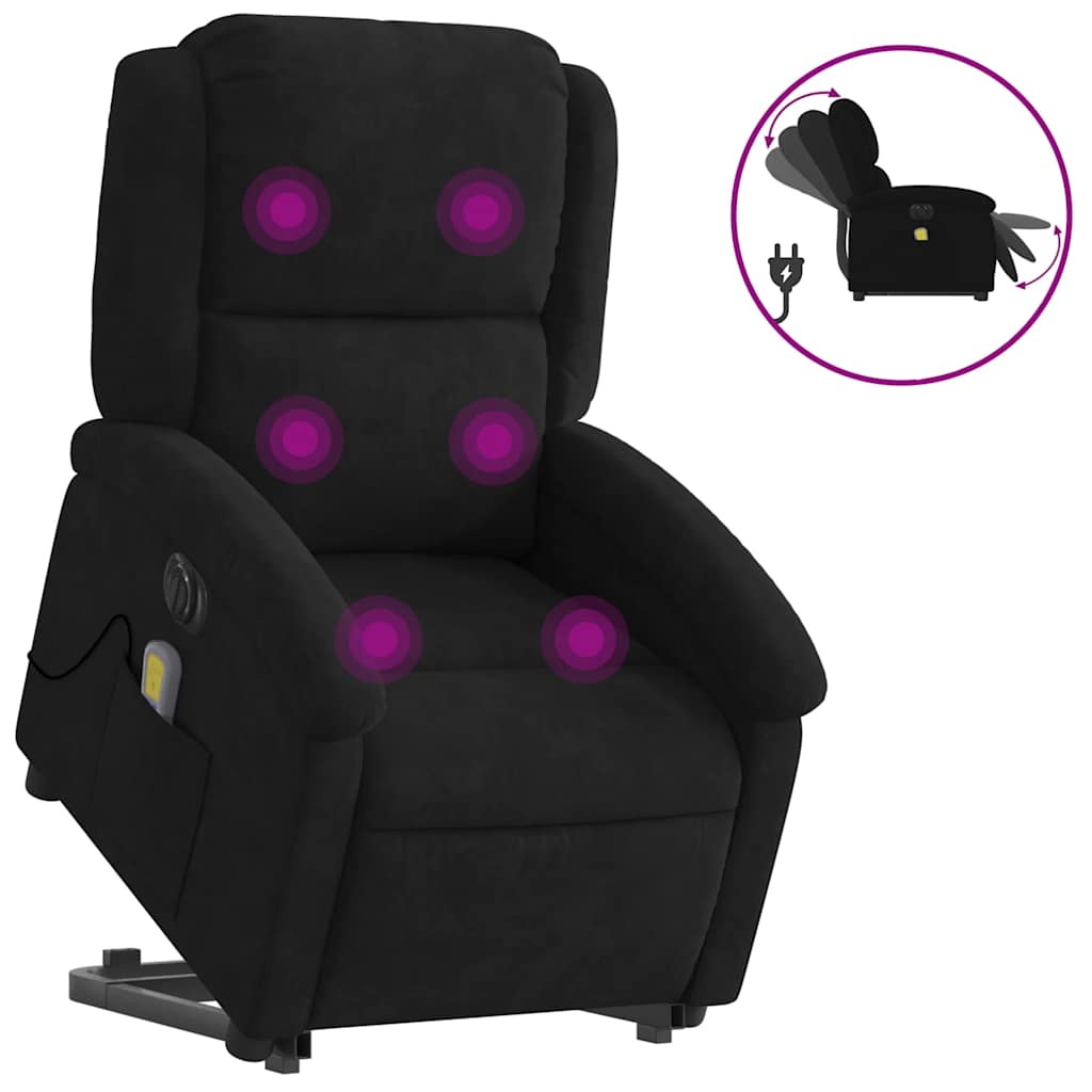 Fauteuil inclinable de massage électrique noir velours - XIOS