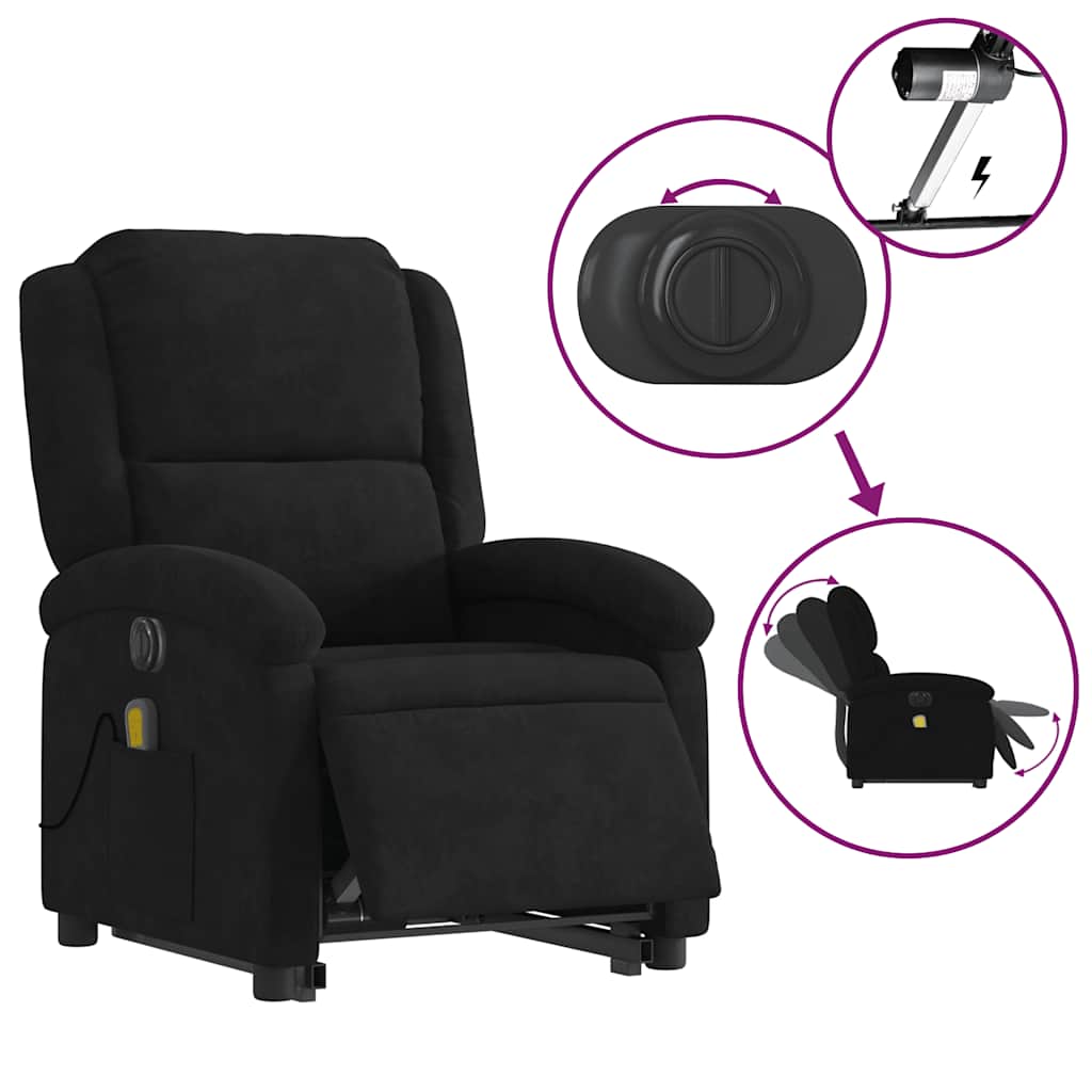 Fauteuil inclinable de massage électrique noir velours - XIOS